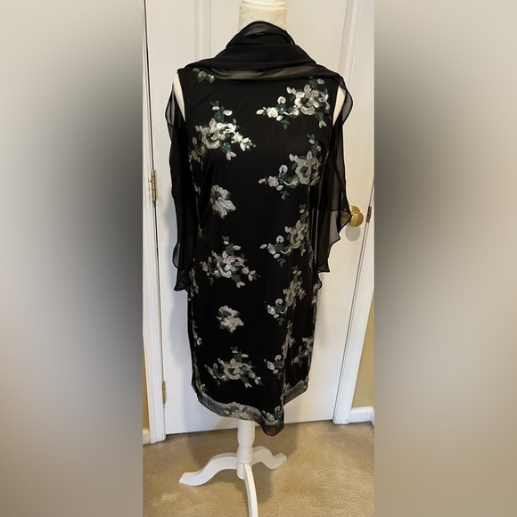 SD Collection Women's 1 Pc Sleeveless Sequin Chiffon Overlay Dress size 8 - Picture 2 of 6